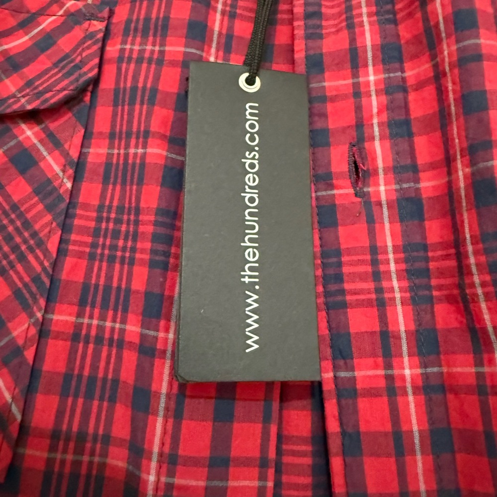 The Hundreds Men’s Red and Blue Plaid Casual Shirt